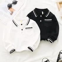 Lapel polo shirt foreign style long sleeve spring and autumn baby Korean fashion bottoming shirt T-shirt children Joker jacket children