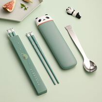 Japanese-style cute cartoon children chopsticks suit portable tableware single chopsticks collection box students working class chopsticks spoon