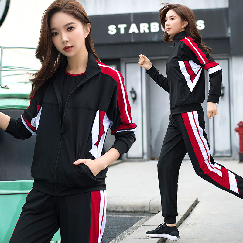 2020 new yoga clothes womens Korean version of fashion fitness clothes loose big size fat MM beginner running sports kit