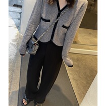 Good play fashionable flip cover crisp suit pants thin straight draping wide legs
