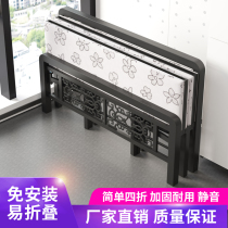 Reinforced folding bed wooden bed lunch bed rental room simple bed single double iron bed household economy