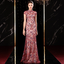  Cheongsam dress Female wedding mother wedding Xi mother-in-law wedding dress Red female temperament evening noble banquet toast suit