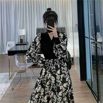 Pregnant womens skirts spring and autumn dresses large size fat MM200 kg thin net Red foreign over knee long skirt late pregnancy