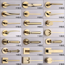 Yibili American gold light luxury indoor Nordic bright gold PVD door lock Black bedroom mute magnetic lock