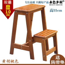Special Price Solid Wood Domestic Ladder Two-step Folding Ladder Bench Dual-use Den High Stool Pedaling Ladder Two Step Ladder Changing Shoes Stool