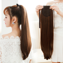 Wig ponytail female long straight hair strap micro curly hair realistic medium long short wig wig simulation ponytail