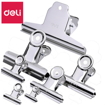Deli ticket holder 19mm 29mm 38mm 51mm 64mm 76mm Iron ticket large and small file strong clip Stainless steel office stationery ticket holder Steel clip solid