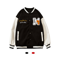 Man Kun 5019 American Street men and women trend patch letter beautiful baseball uniform thick couple jacket jacket jacket