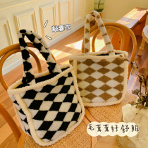 Lamb Cashmere Bag 2021 New Joker Portable Lunch Bag ins Lunchy Bags to Work Hand-carrying Lunch