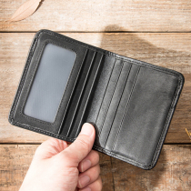 New genuine leather mens ultra-thin short wallet Jane about headlayer Bull Leather Driving License Bag Harp Youth Money Clip Female Tide