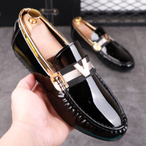 Bean shoes men Europe station 2021 New Korean version of mens shoes trend patent leather lazy shoes set foot mens casual shoes