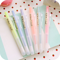Korean stationery fashion fresh transparent press highlighter Color notepaper Student marker pen 6-color set