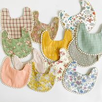 ins European and American cotton hemp cute flower baby saliva towel bib eating bib newborn anti-spit milk