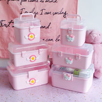 Lying cat cute medicine box Multi-layer first aid medicine box Family medical box Portable childrens medicine storage box