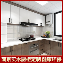 Nanjing solid wood cabinet custom kitchen overall assembly modern simple household quartz stone countertop open custom