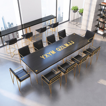 Nordic ins light luxury solid wood conference table simple modern long table negotiation table and chair combination office furniture table