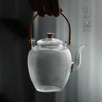 Japanese-style beam kettle Glass cooking kettle Heat-resistant household transparent cooking teapot with filter Large tea pot single pot