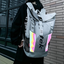 Mens Tide brand backpack personality large capacity reflective Street student schoolbag men fashion trend travel backpack women