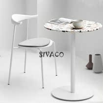 Net red Terrazzo small round table ins milk tea shop Cafe reception Nordic round table Modern simple business dining table