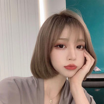 Wig Womens short hair Full head cover type real hair Natural girl fashion foreign style short hair styling round face bobo head