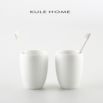 KULE HOME simple ceramic bathroom utensils light luxury wash cup household rinse cup toothbrush cream jar cup