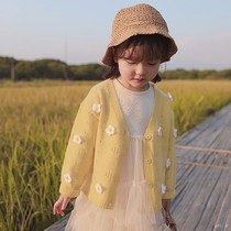 2020 spring dress girls little children baby Flower sweater cardigan childrens knitwear foreign spring coat