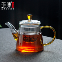 Yaji glass mountain pot Glass teapot Single pot Kung Fu tea pot making tea High temperature filter flower tea pot set Household