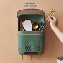 Dustproof chopstick basket Wall-mounted drain mildew storage rack storage box Chopstick spoon bucket knife rack cage tube integrated household kitchen