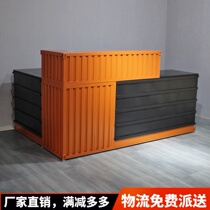 Retro cashier shop small bar table Wrought iron corner front desk reception Milk tea shop counter Bar reception desk