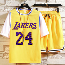 Basketball suit suit male summer daughter childrens vacation two short-sleeved quick-drying No 24 Kobe jersey James 23 ball suit
