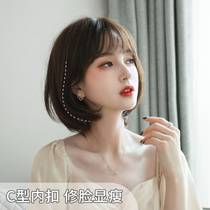  Wig Short hair Female short curly hair bobble temperament fluffy natural real hair Full headgear real hair Ladies wig