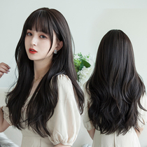 Micro curly hair wig Female long hair Medium long hair temperament net red long curly hair Big waves round face natural full head cover style