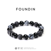 FOUNDIN Fan Ting Black Agate Snow Stone Treasure Chao Man Bracelet ins Small Design Couple Valentines Day Gifts
