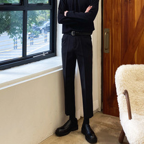 Korean system Microplay black 90% Western pants mens swarm-wearing anti-wrinkling youth not stained with casual tooling pants