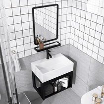 Household small washbasin bathroom washbasin cabinet combination balcony ceramic washbasin basin small apartment