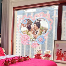 Wedding House Decoration Glass Door Stickers Wedding Placement Room Background Wall Stickup Wedding Headstock Creative Windows Flower Applid