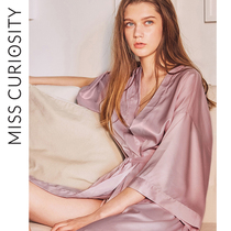 Curious Missy simulation silk nightgown Bride morning robe Bathrobe Sexy pajamas Advanced sense of female ice silk home wear