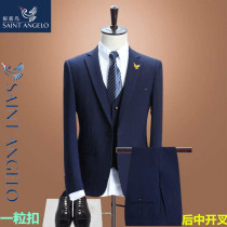 Suit suit Two-piece male groom wedding dress professional wear casual formal wear Autumn and winter thick wool jacket