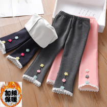 Girls thin suede underpants 2022 Early spring integrated suede outside wearing microbab trousers Children foreign air baby swarm up your pants