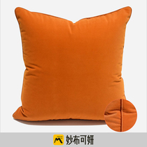 Simple modern Hermes orange plush double-sided pillow case model room living room sofa comfortable custom large bag
