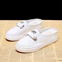 Tide brand 2021 half slippers female white outside wearing inside increase cool drag muffin lazy thick bottom wild no heel bag head