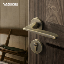 Yago door lock indoor room door lock three-piece set solid wood bedroom silent magnetic suction American split green bronze door lock