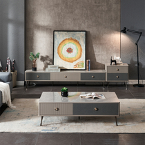 Rock plate coffee table TV cabinet combination Modern simple minimalist Nordic light luxury fashion small apartment living room 2021 new