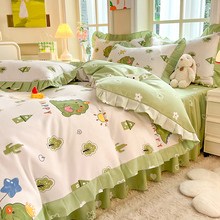 2023 Принцесса Ветроватые хлопчатобумажные кровати юбки четыре комплекта постельных принадлежностей простыни покрывала общежитие три комплекта