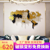 Creative wrought iron world map metal wall hanging hotel lobby living room sofa background wall three-dimensional decoration pendant
