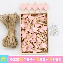 Japanese notes room hanging photos of decorations hemp rope clip diy grid line postcard ins wall light string