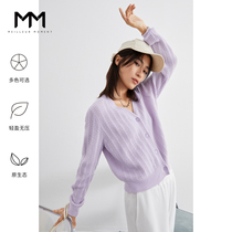 MM Lemon Spring Autumn New Short v collar Bottom Jersey Woman Inner Hitch Artichoke Purple Twist Knitwear Knitwear Jacket
