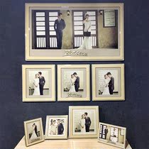 Wo beautiful beauty 8-piece set of Korean retro photo studio photo album wedding beautiful combination Big Frame set double-layer yellow coffee