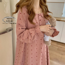 Japan ins love long sleeve nightgown cotton pajamas ladies spring and autumn 2022 new homewear