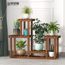 Balcony solid wood floor-to-ceiling flower rack Outdoor courtyard anti-corrosion plant flower pot climbing pergola Indoor multi-layer ladder rack
